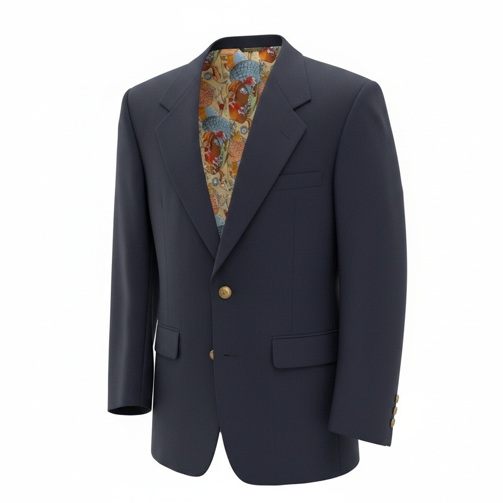 Palm Beach Blazer of Champions Men 42 Navy Blue Sport Coat Novelty Sports Lining